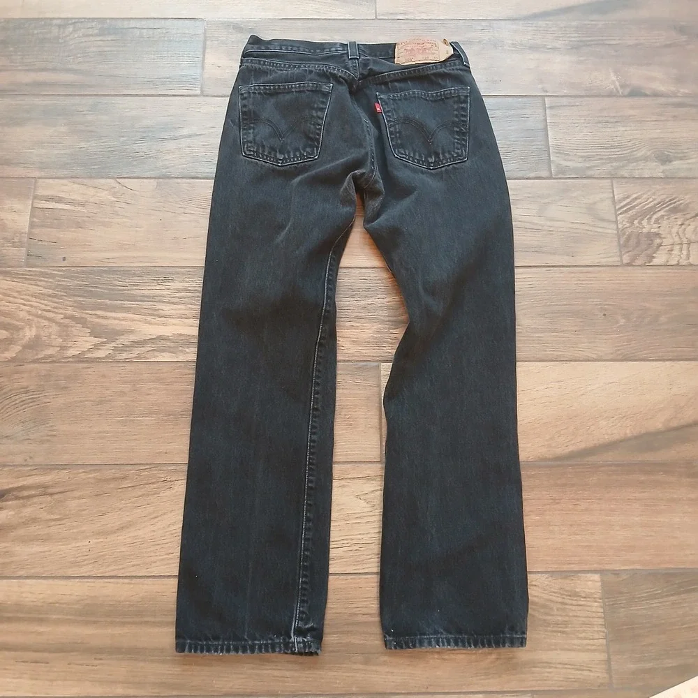 Levi's 501 Jeans Mens 30x30 (FITS28x27) Black Button Fly Cotton Denim